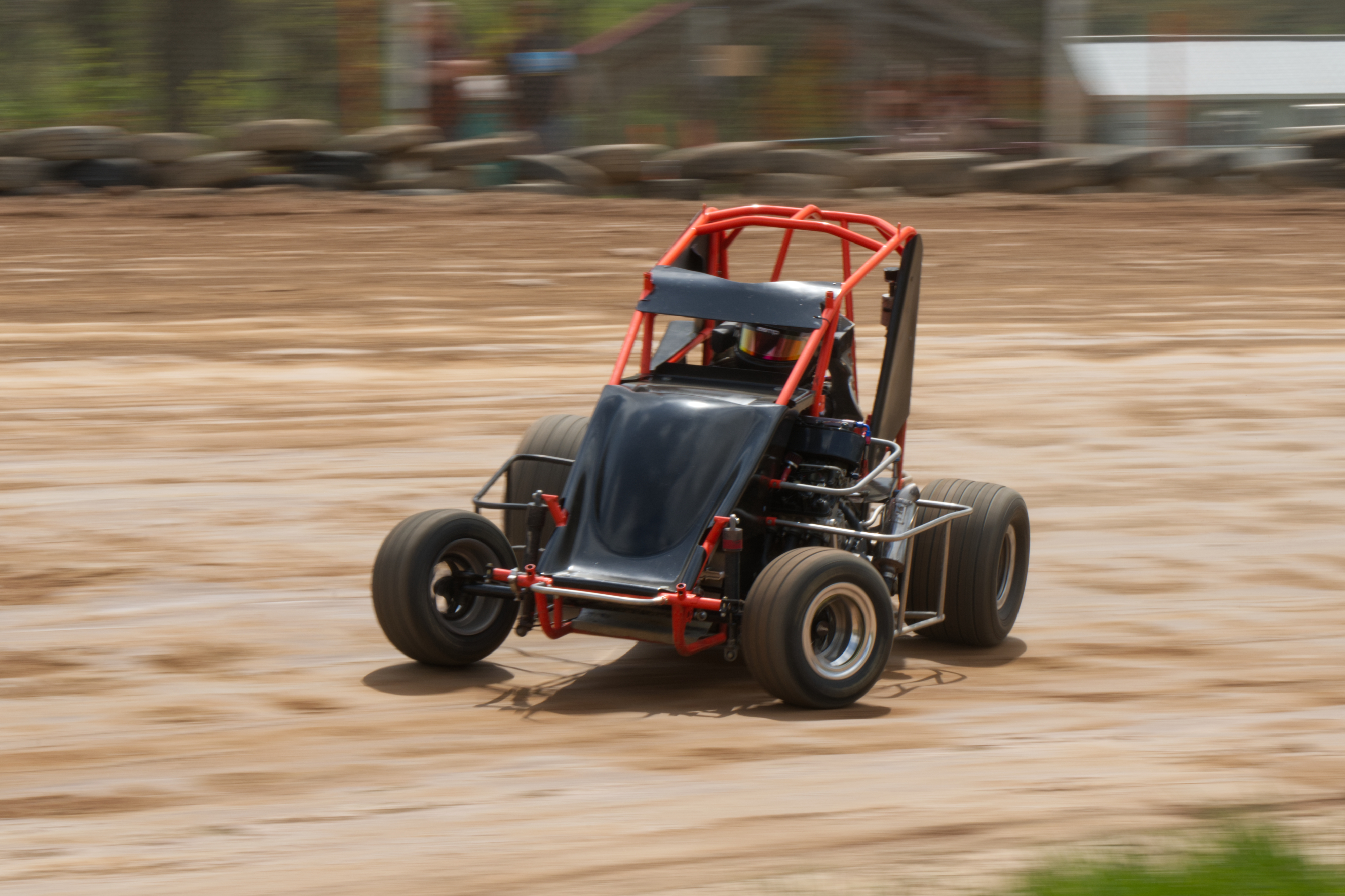Edge Chassis 600cc Micro Sprint Car on a dirt track driven by Dominic Slesinski