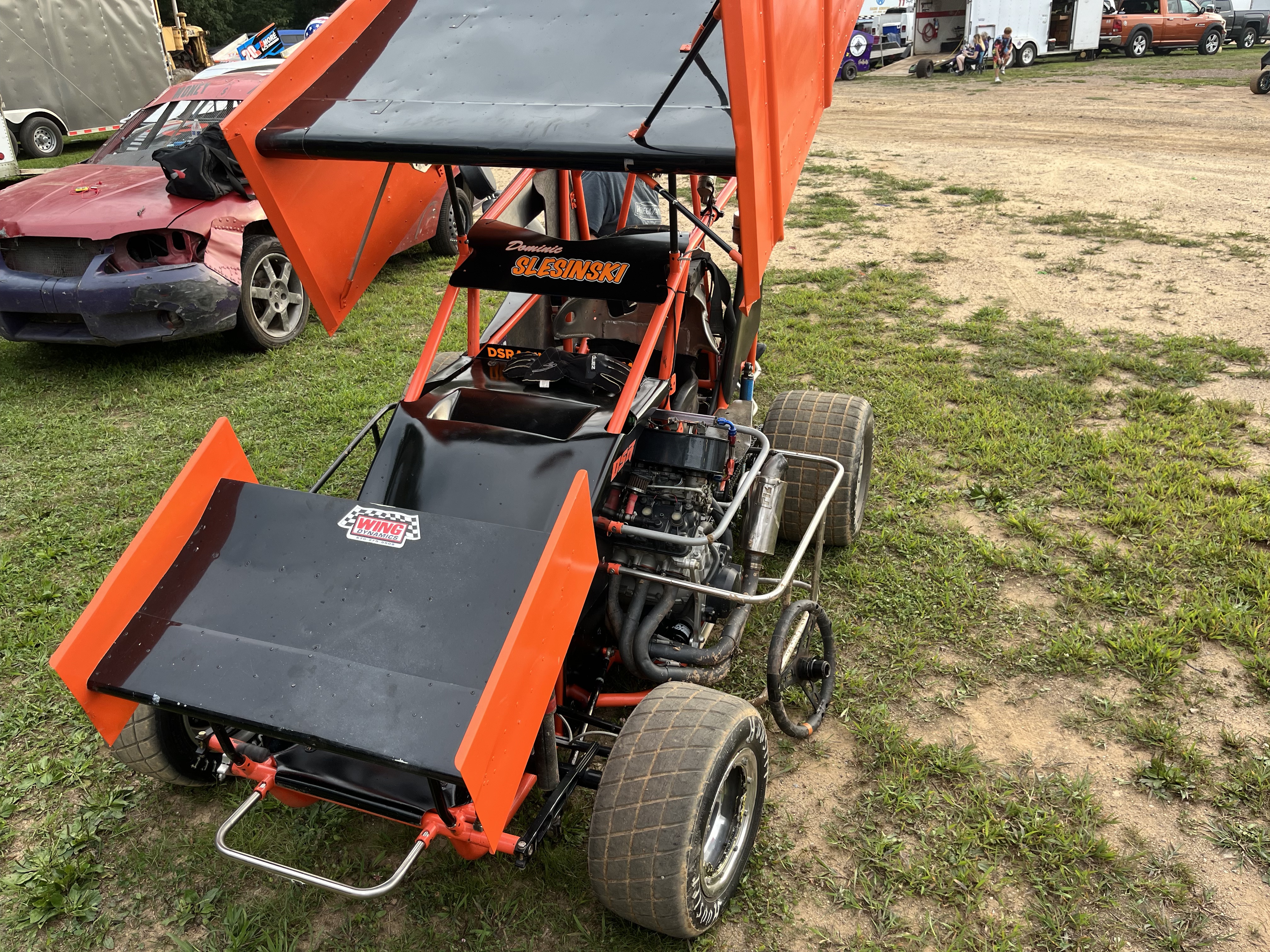Winged 600cc Micro Sprint in the pits