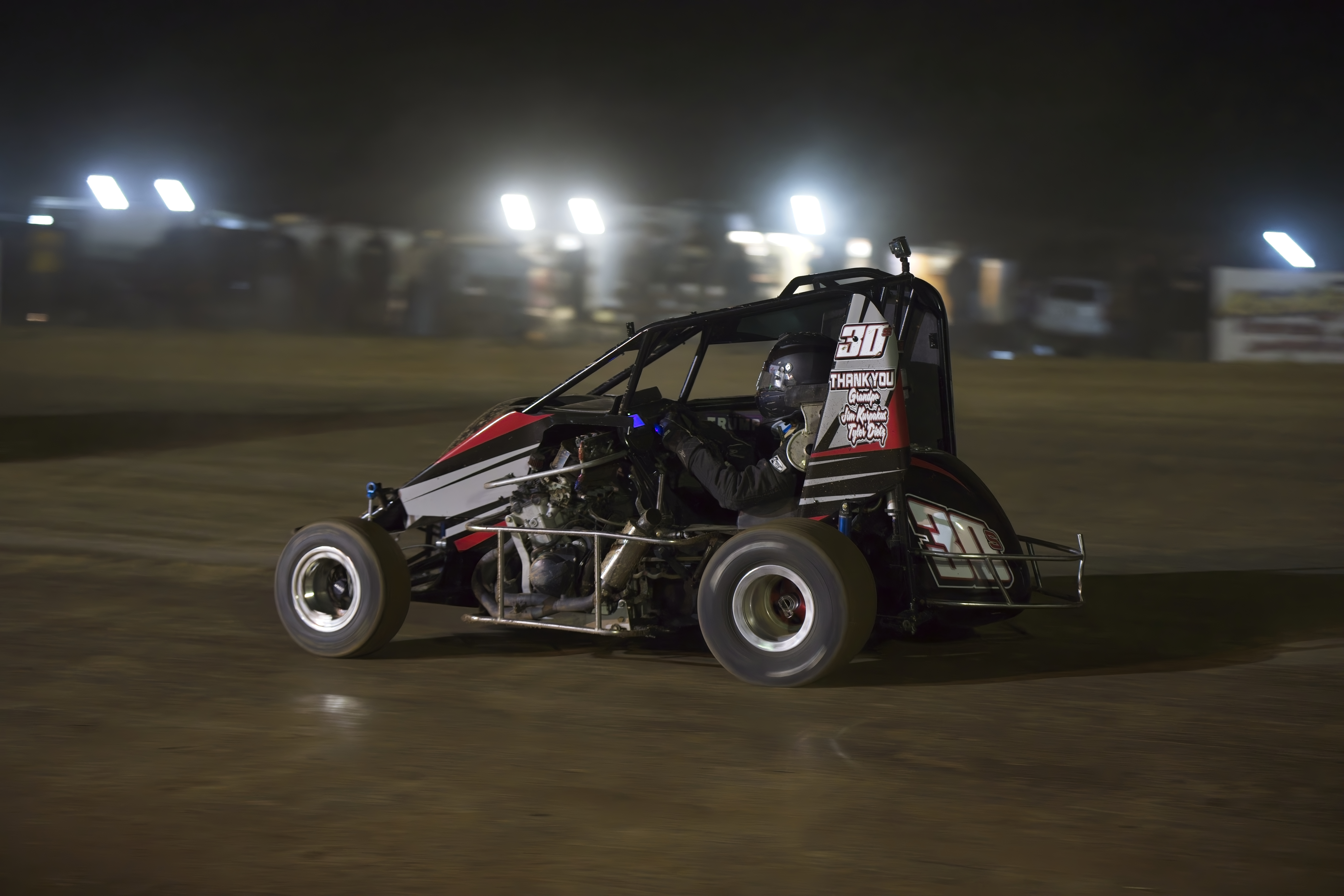 Dominic Slesinski Racing dirt track at night